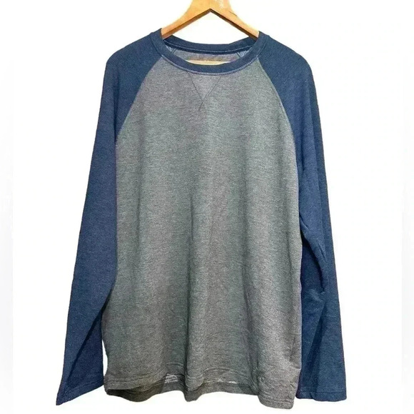 ORVIS Raglan Long Sleeve Shirt Crew Neck Pullover Navy Gray Large - Picture 1 of 5